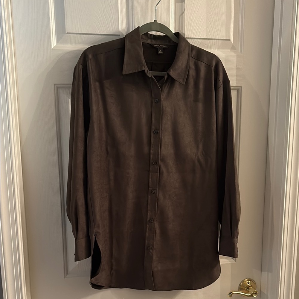 Olive Green Suede Like Shirt